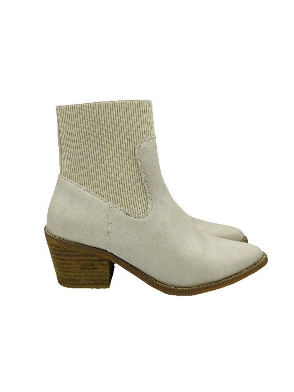 Dolce Vita Womens Shoes Size 8.5 White Oppry Heeled Boots Zip Pointed Toe